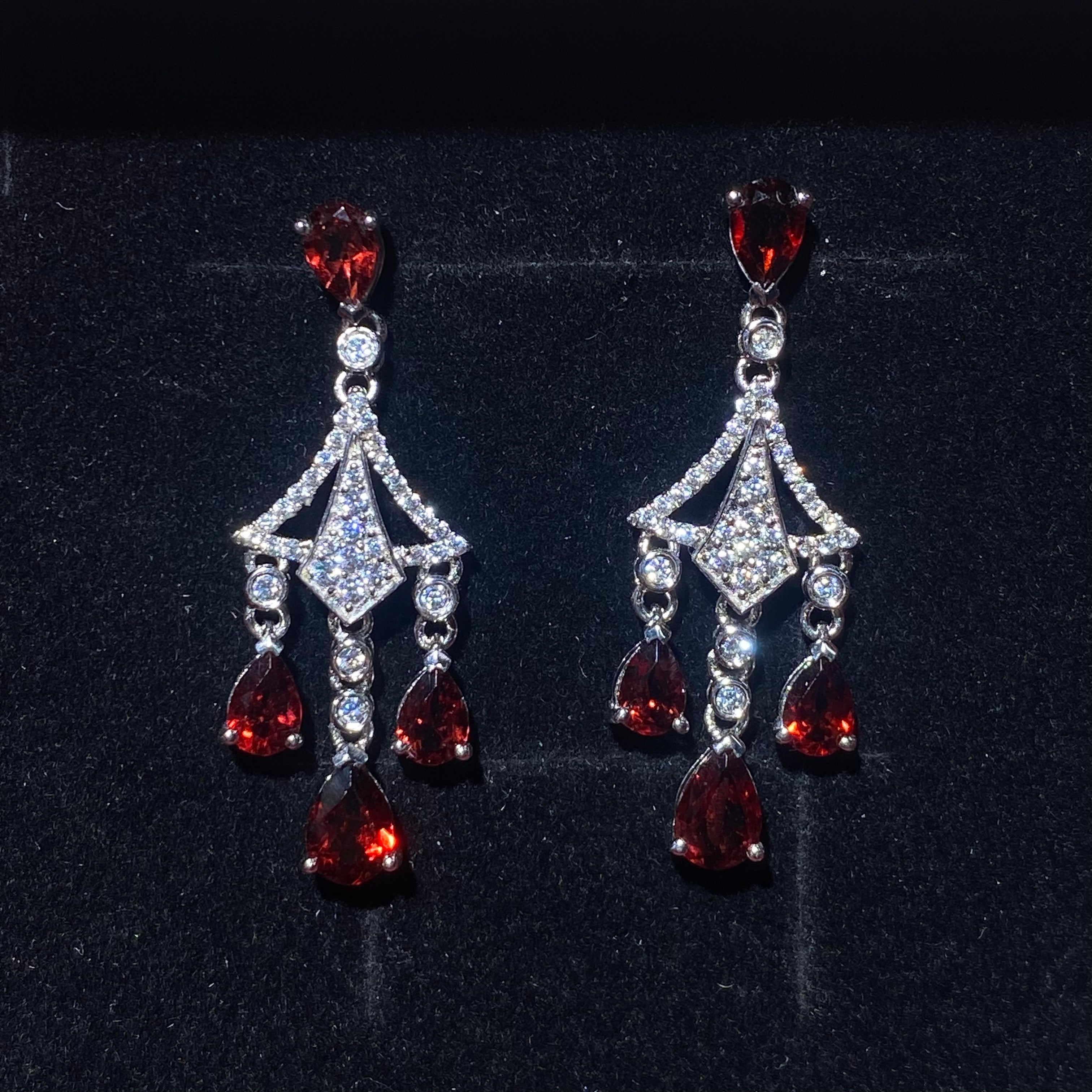 Garnet Chandelier s925 Drop Earrings