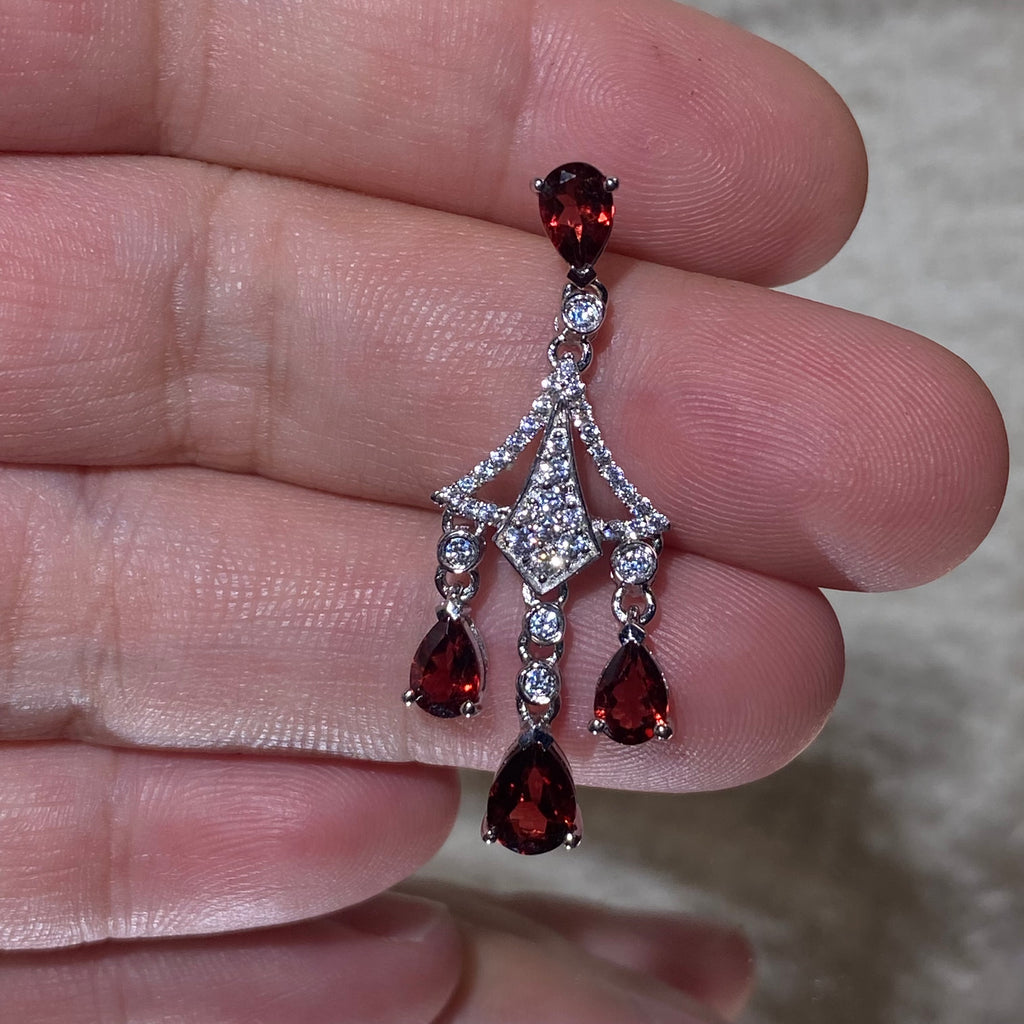 Garnet Chandelier Drop Earrings