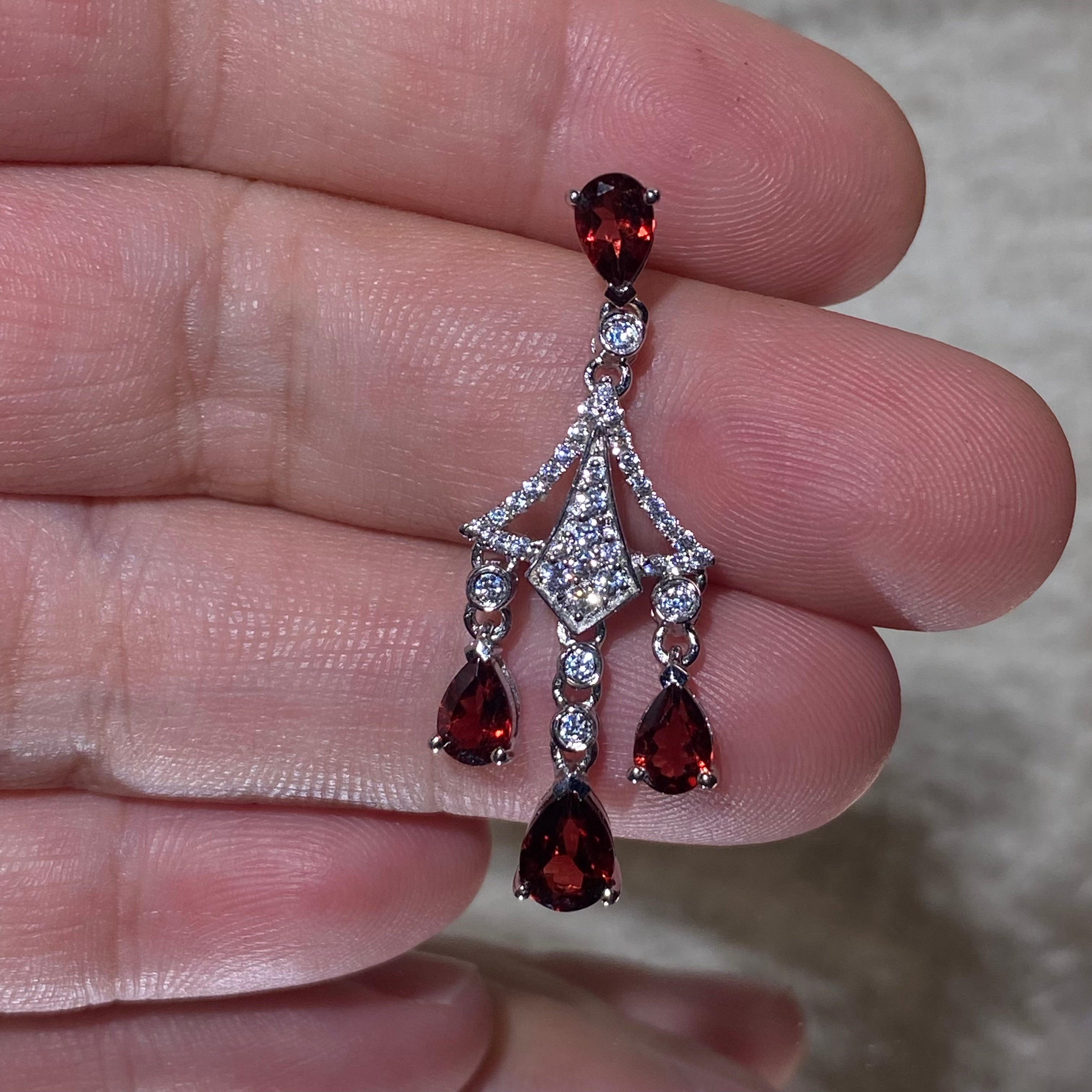 Garnet Chandelier s925 Drop Earrings