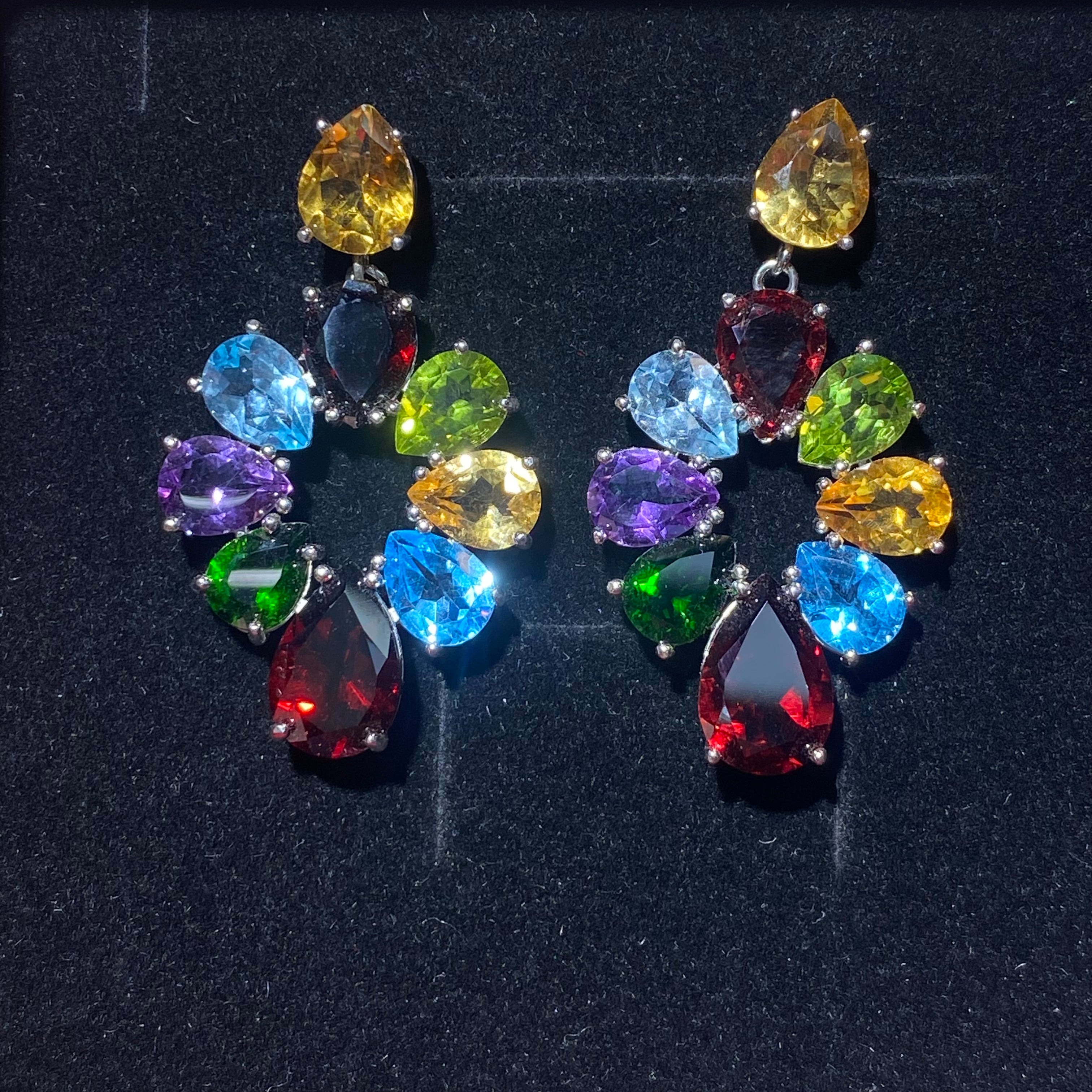 Multi-Gemstone Rainbow Stud Earrings