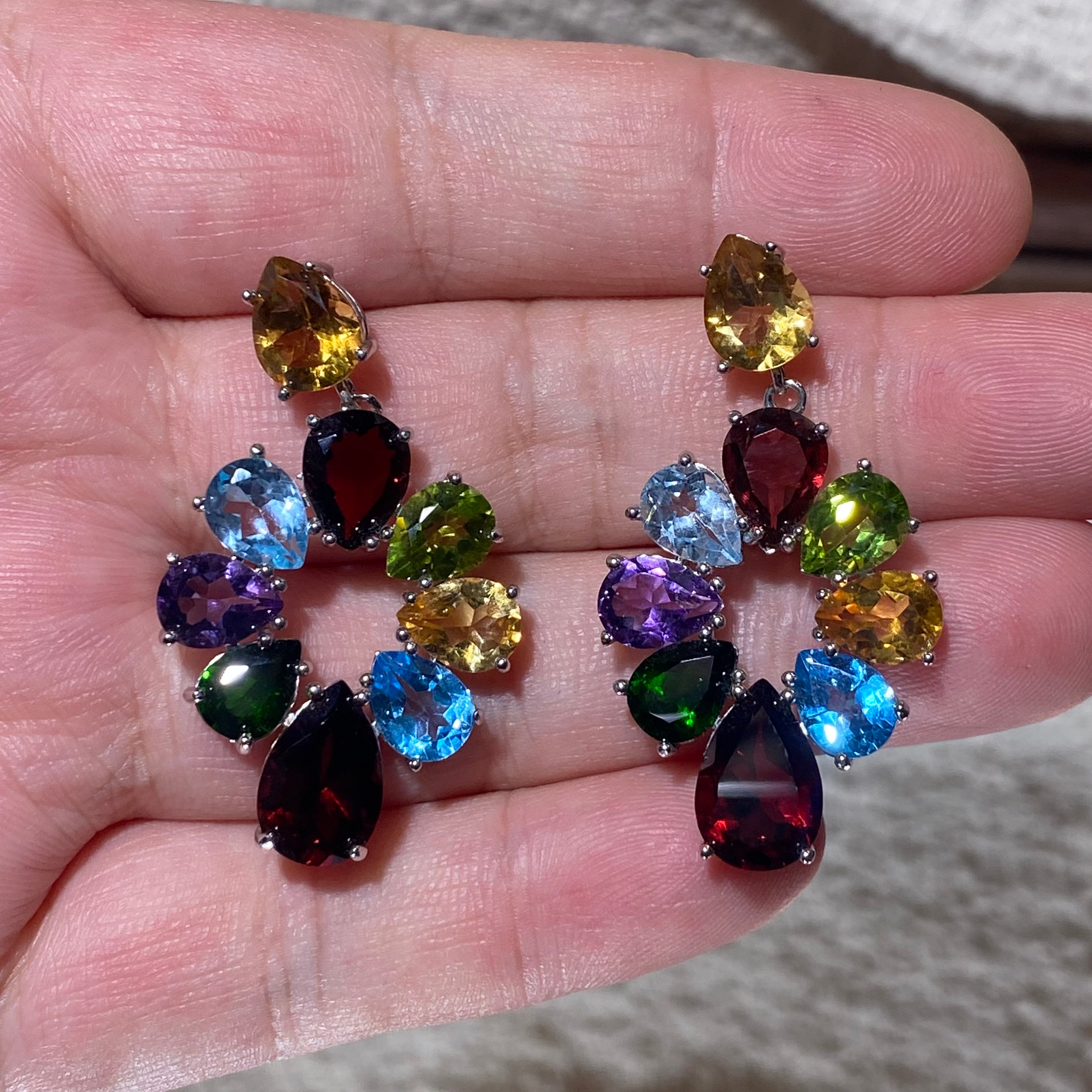 Multi-Gemstone Rainbow Stud Earrings