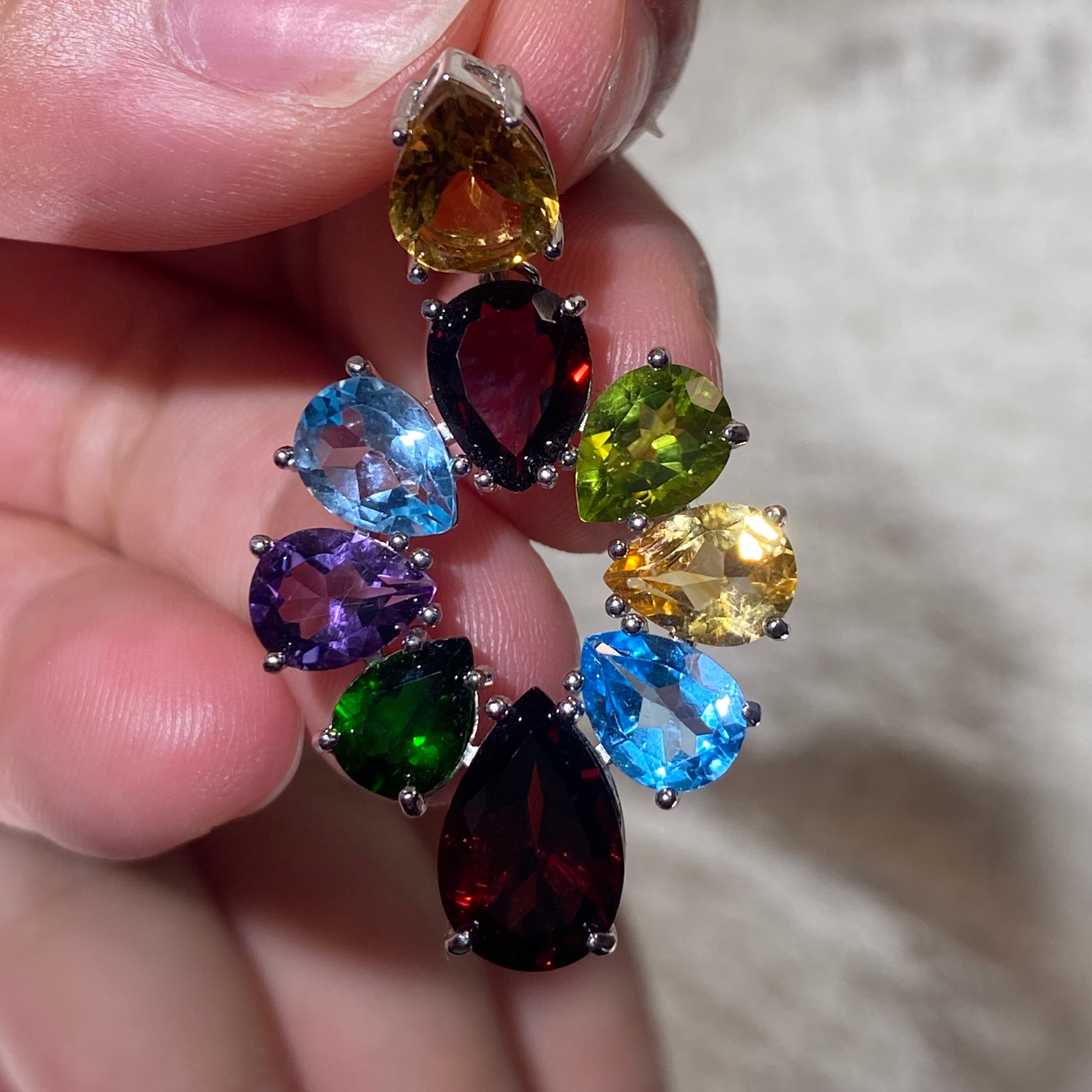 Multi-Gemstone Rainbow Stud Earrings