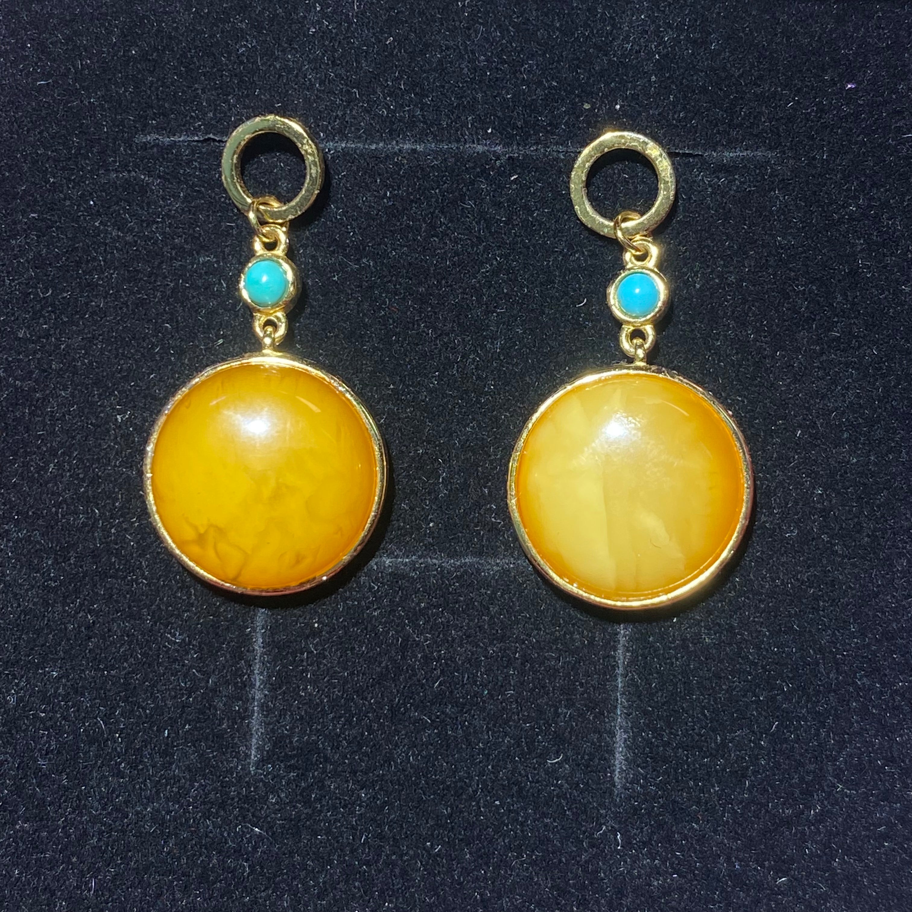 Amber & Turquoise Drop Earrings