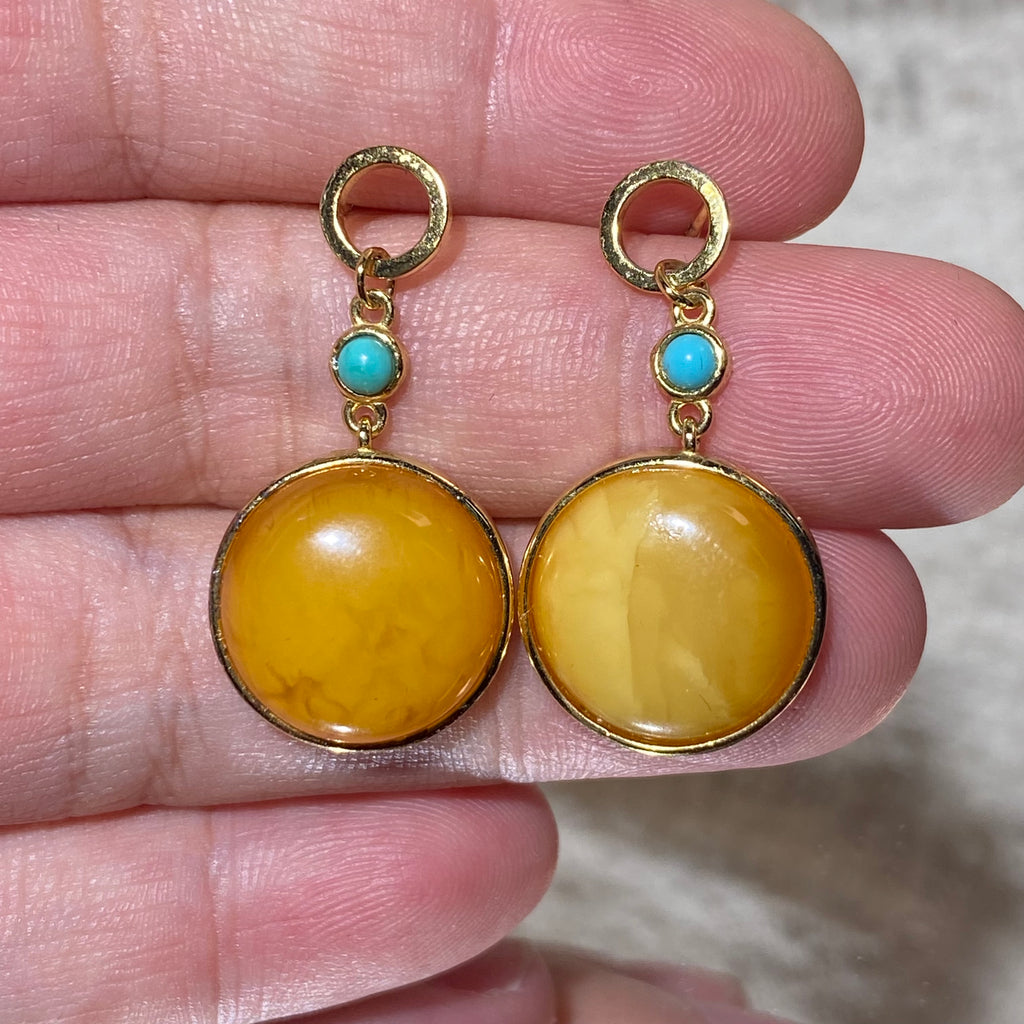 Amber & Turquoise Drop Earrings