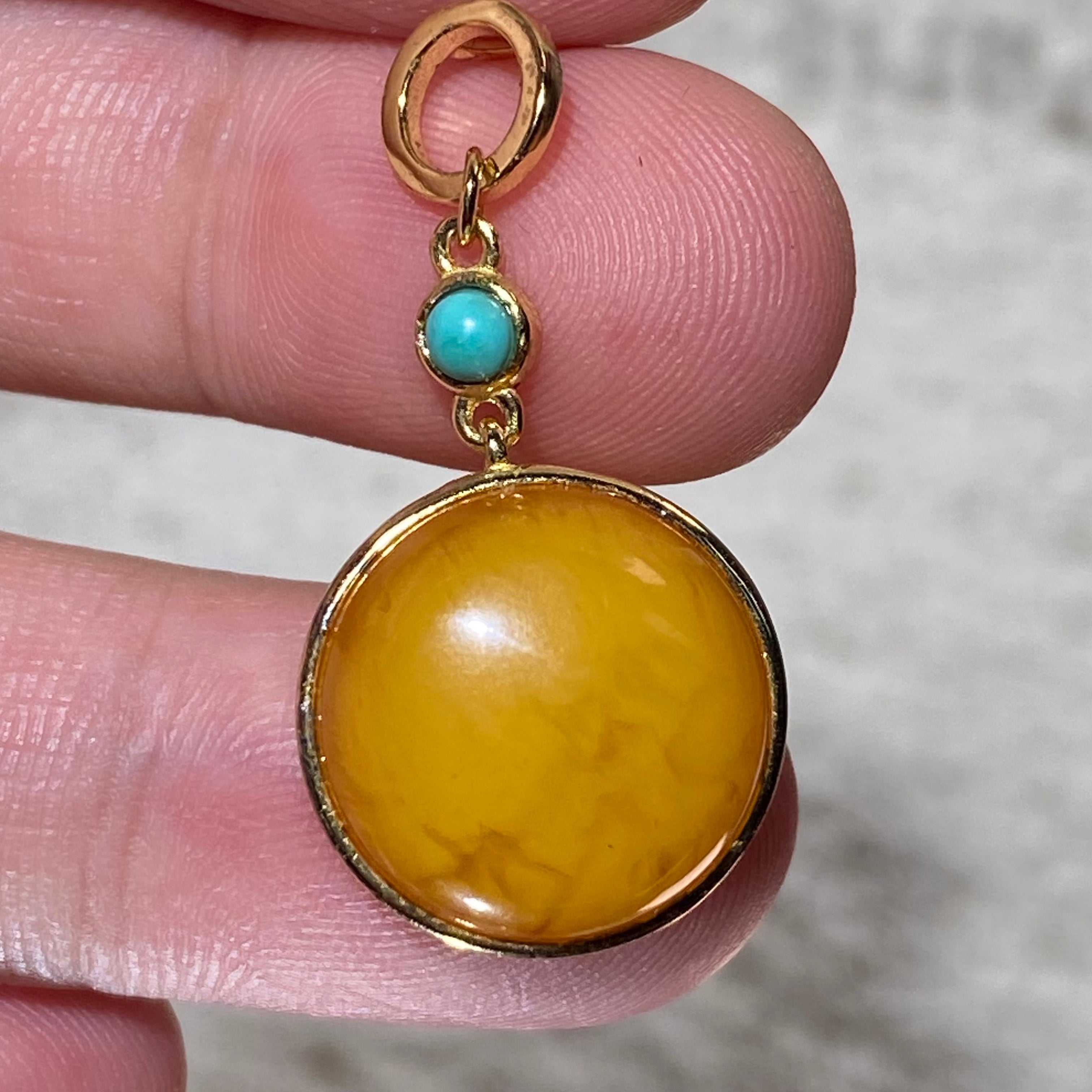 Amber & Turquoise Drop Earrings