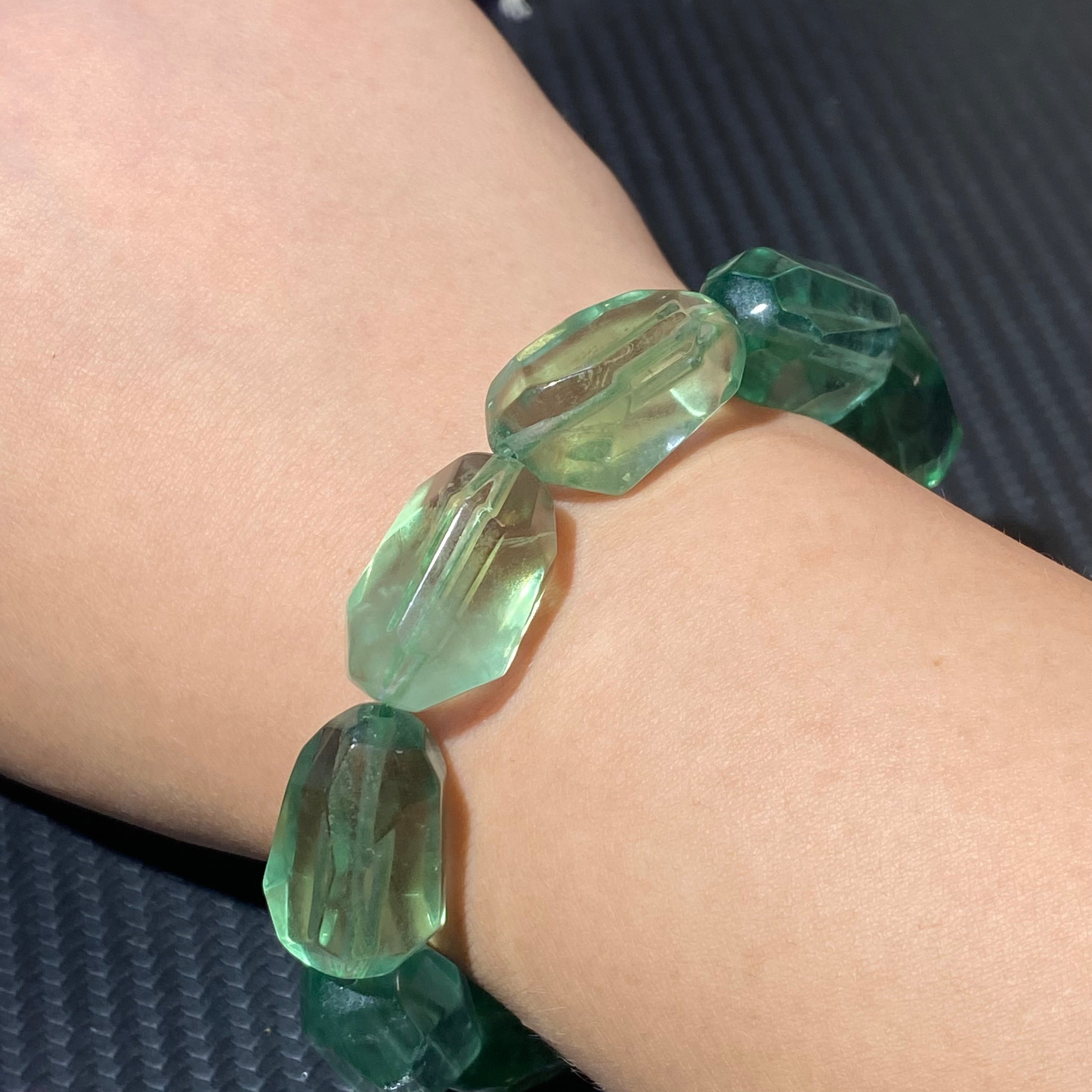 Green Fluorite Faceted Tumbled Beaded Bracelet