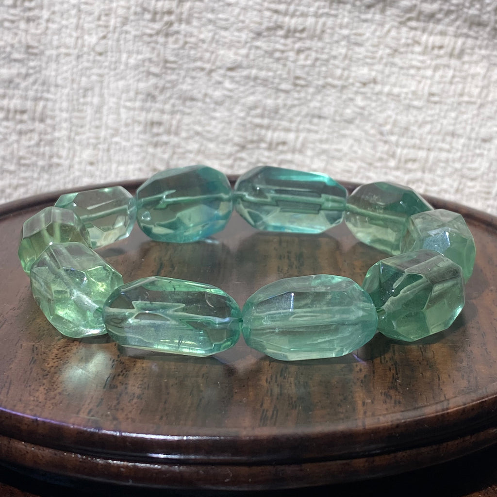 Green Fluorite Faceted Tumbled Beaded Bracelet