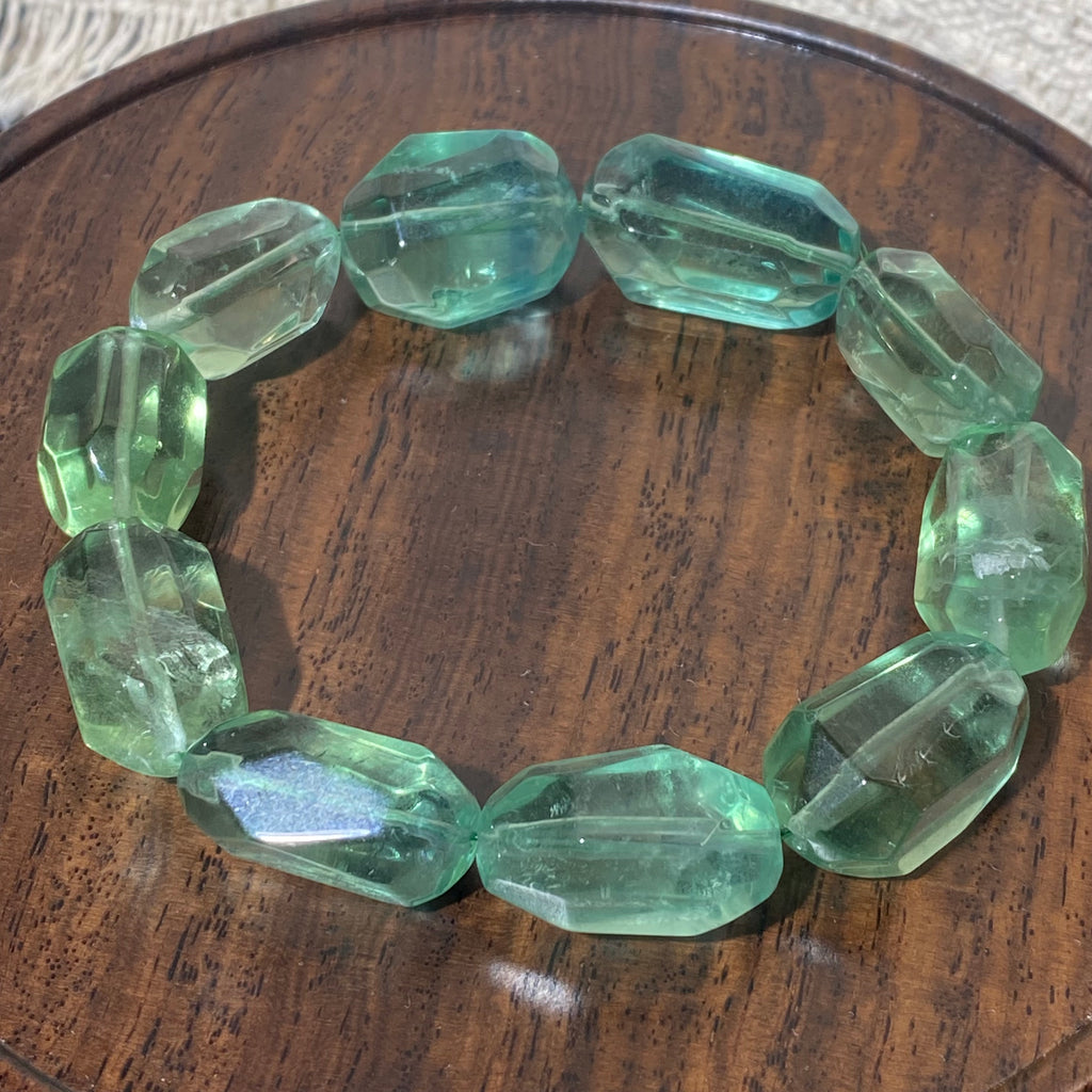 Green Fluorite Faceted Tumbled Beaded Bracelet