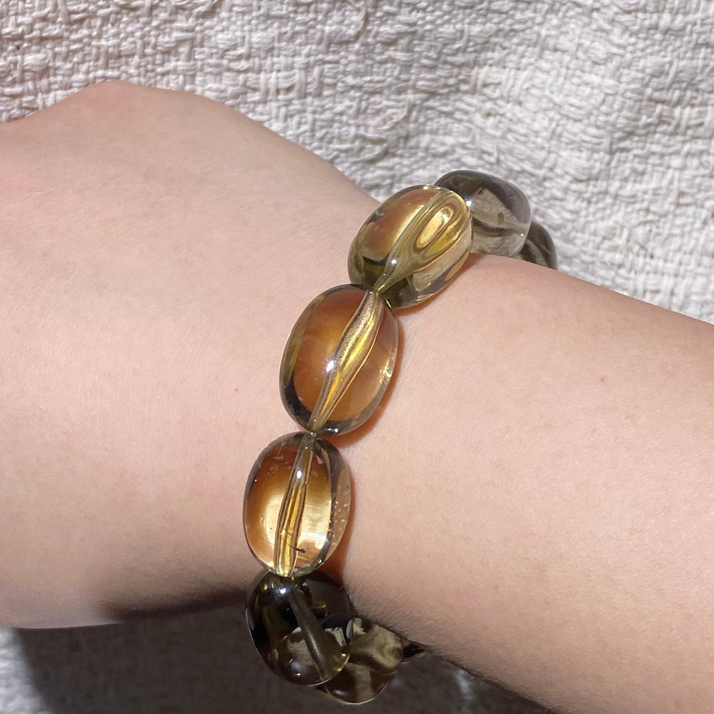 Citrine Tumbled Barrel Beaded Bracelet