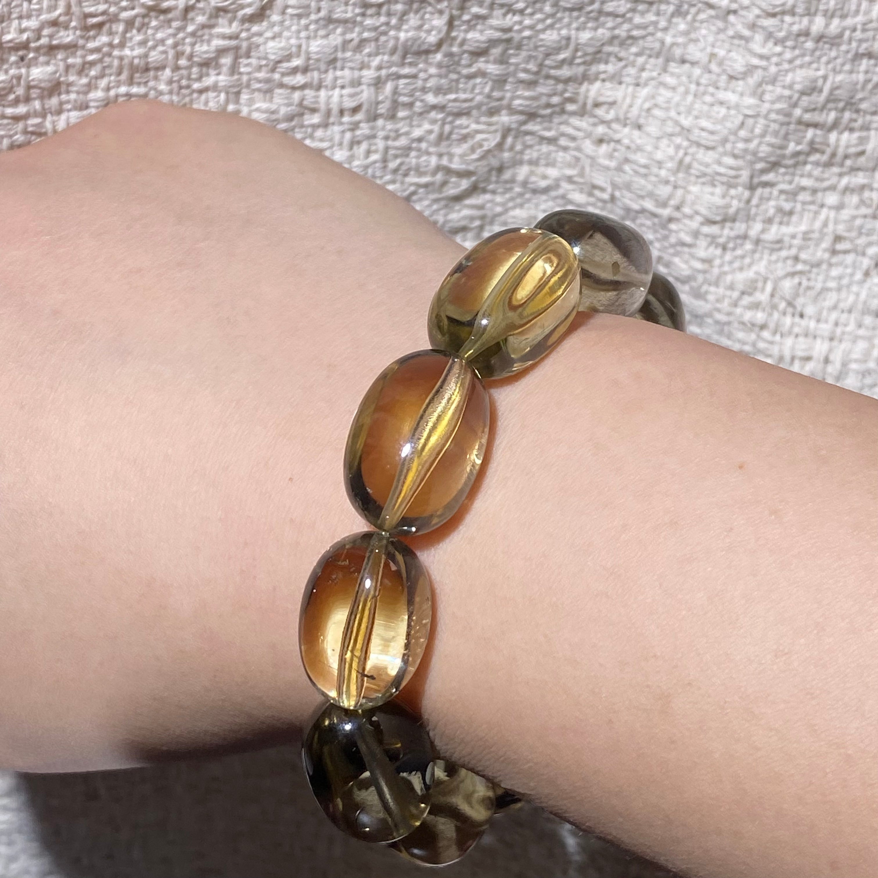 Citrine Tumbled Barrel Beaded Bracelet