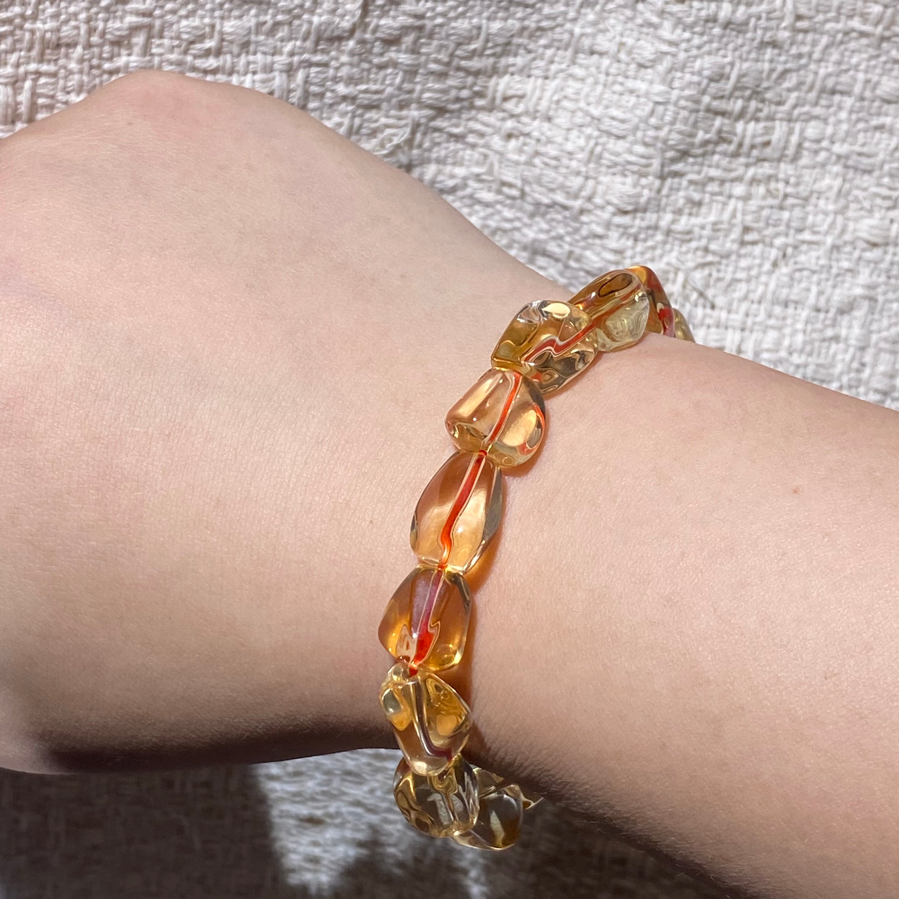 Natural Citrine Freeform Beaded Bracelet