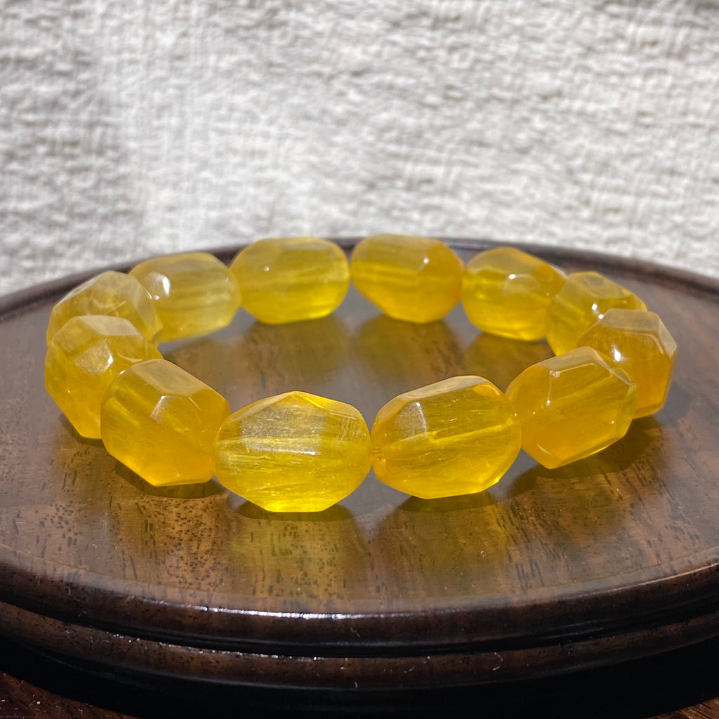 Yellow Fluorite Faceted Tumbled Beaded Bracelet