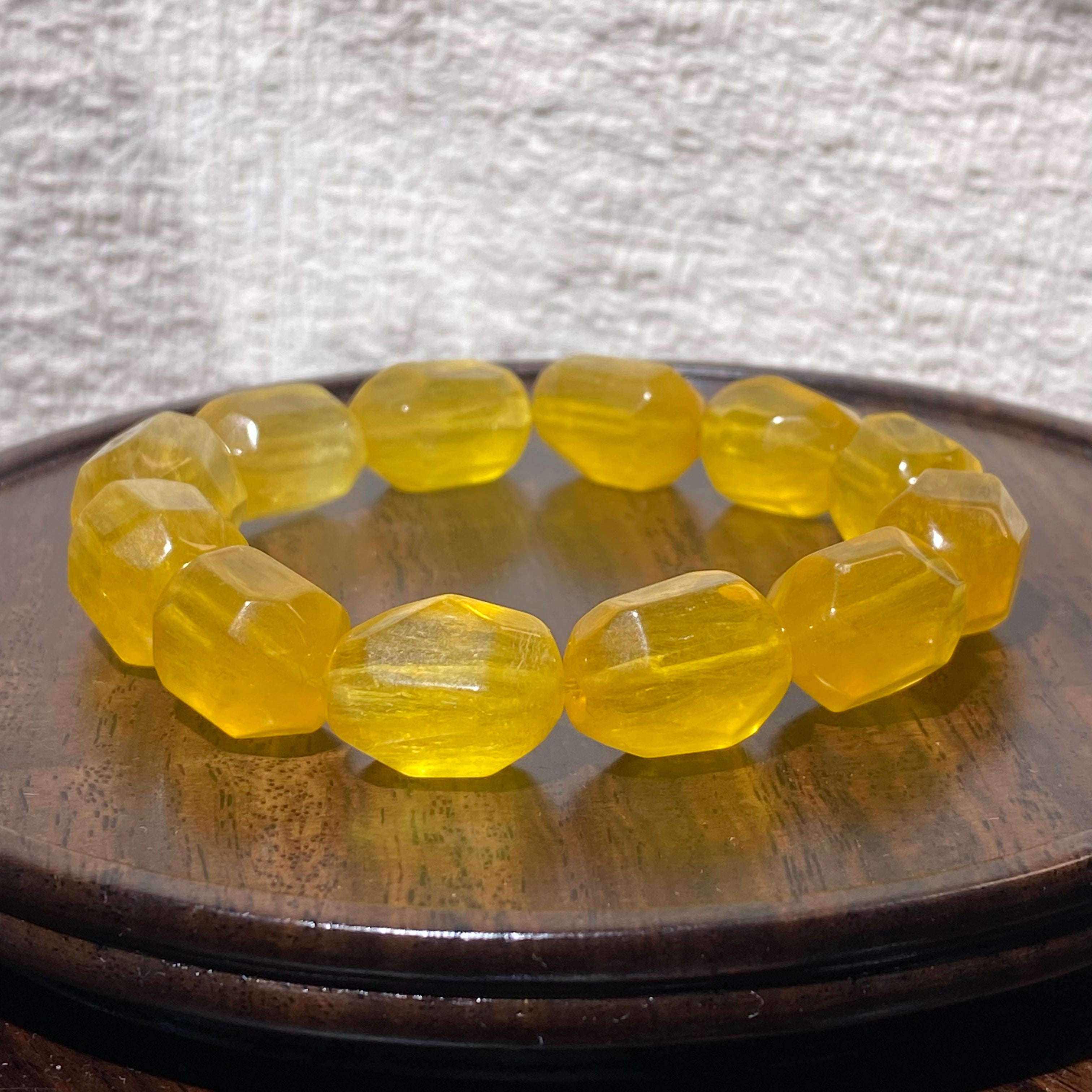 Yellow Fluorite Faceted Tumbled Beaded Bracelet