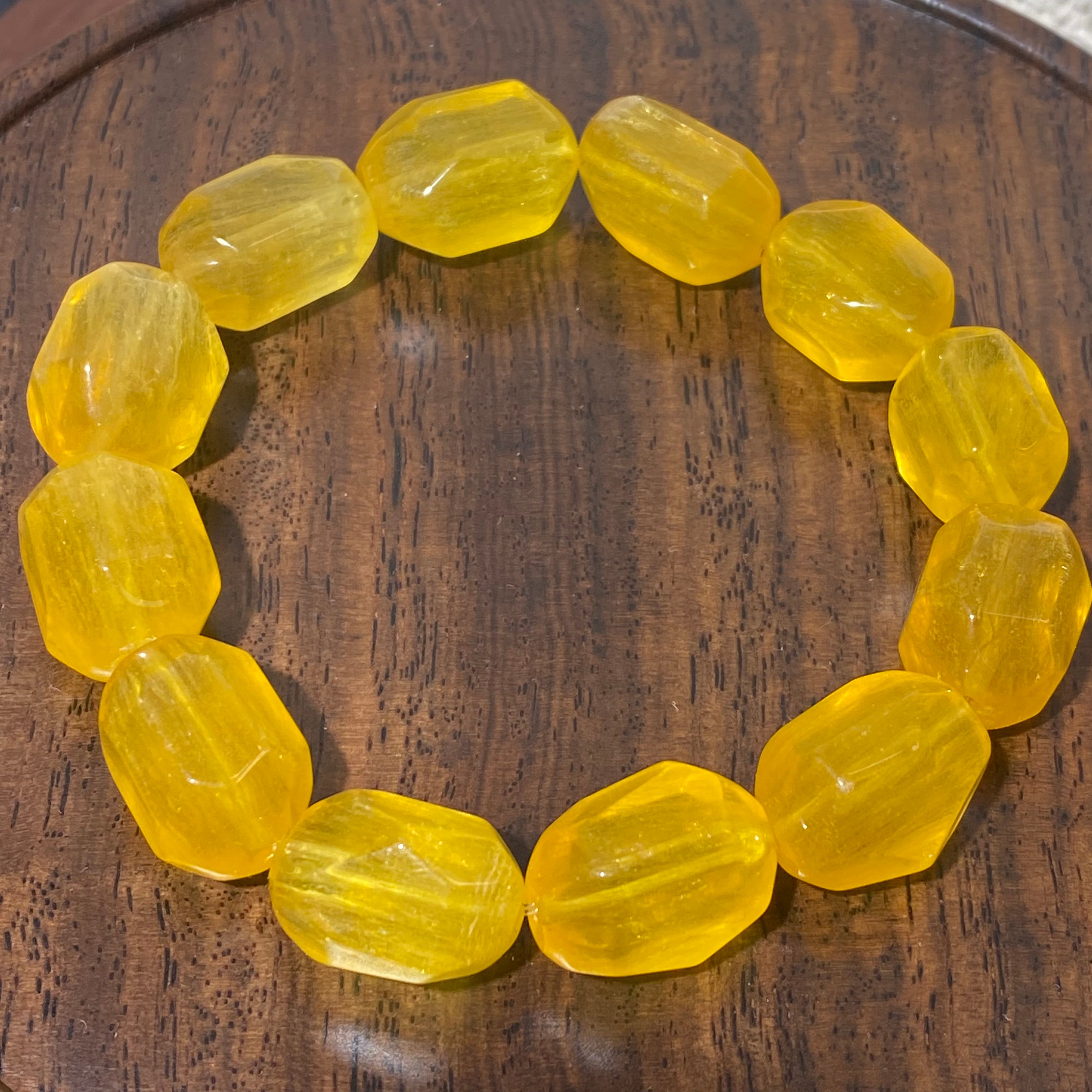 Yellow Fluorite Faceted Tumbled Beaded Bracelet