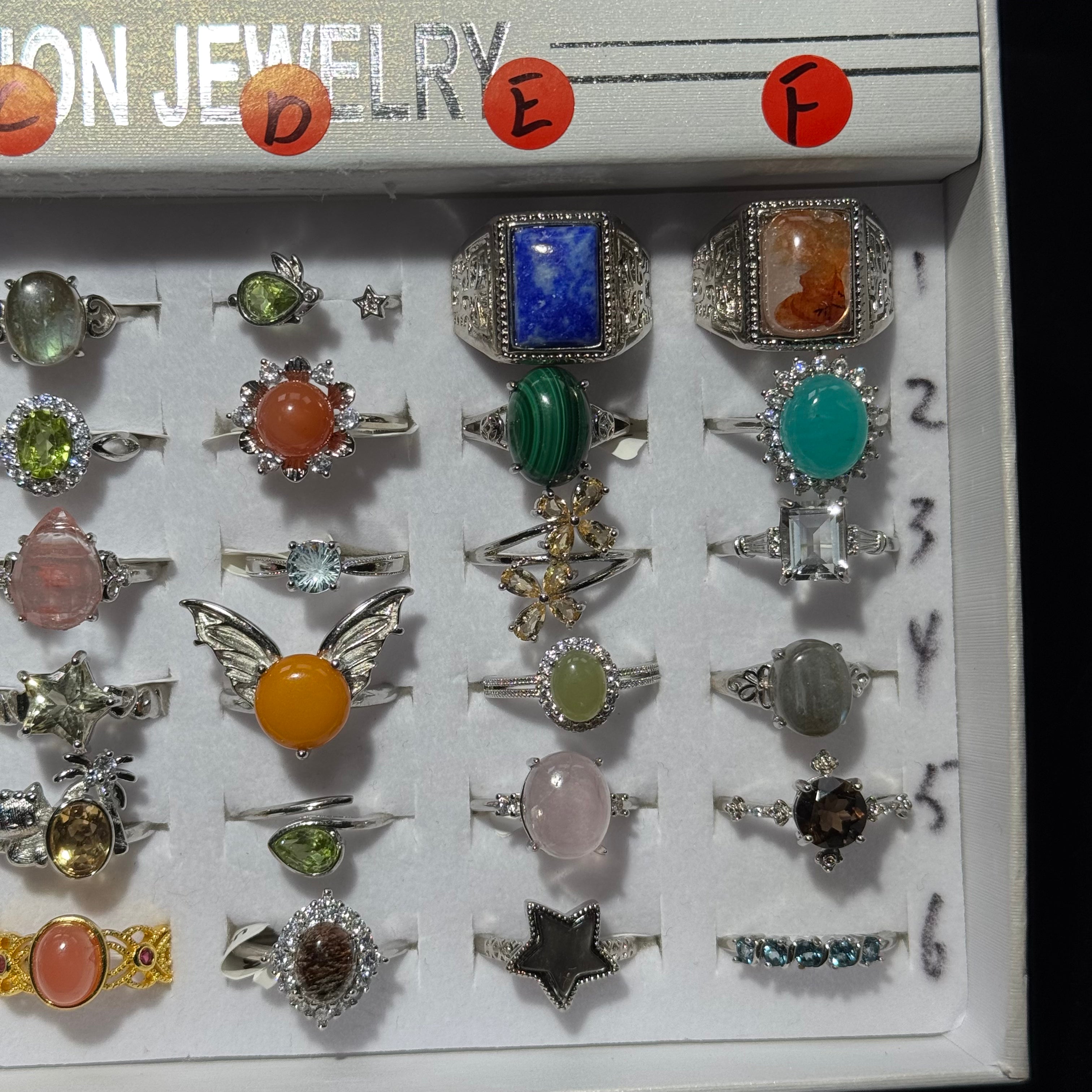 Adjustable Copper Crystal Ring Set - 30+ Colorful Gem Rings for Daily/Party Wear