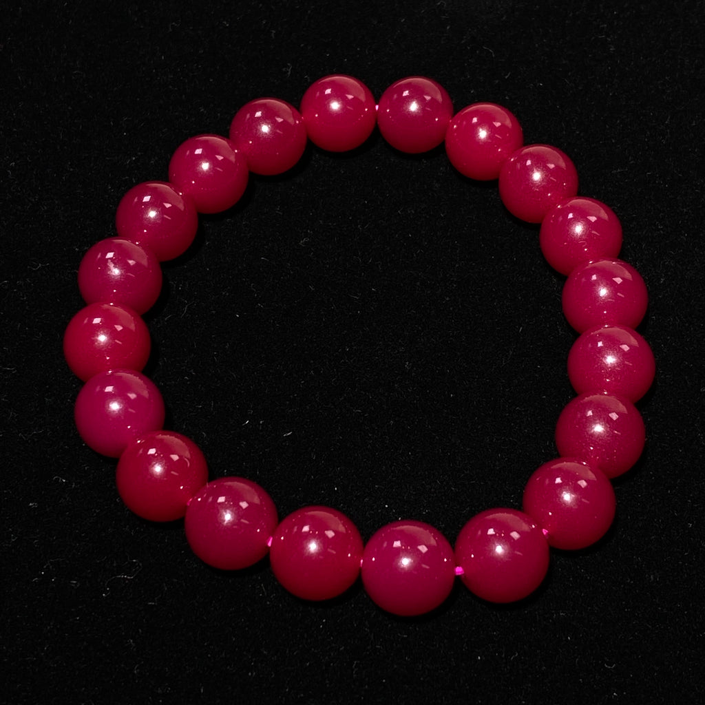 9mm+Lab Ruby Beaded Bracelet - Vibrant Red Gemstone Stretch Bracelet