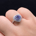 Purple moissanite Halo Heart S925 Ring - Sparkle with Love 💜