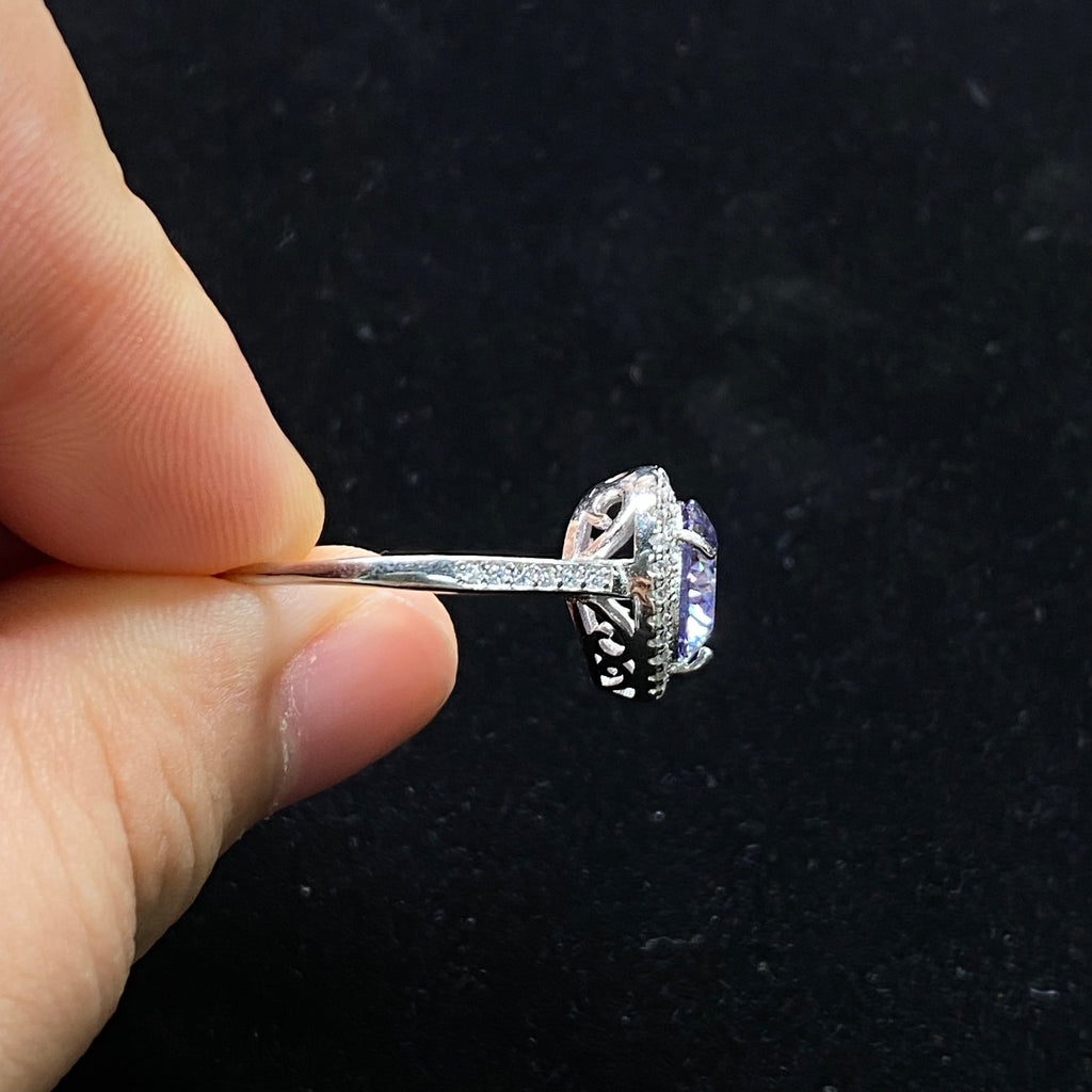 Purple moissanite Halo Heart S925 Ring - Sparkle with Love 💜