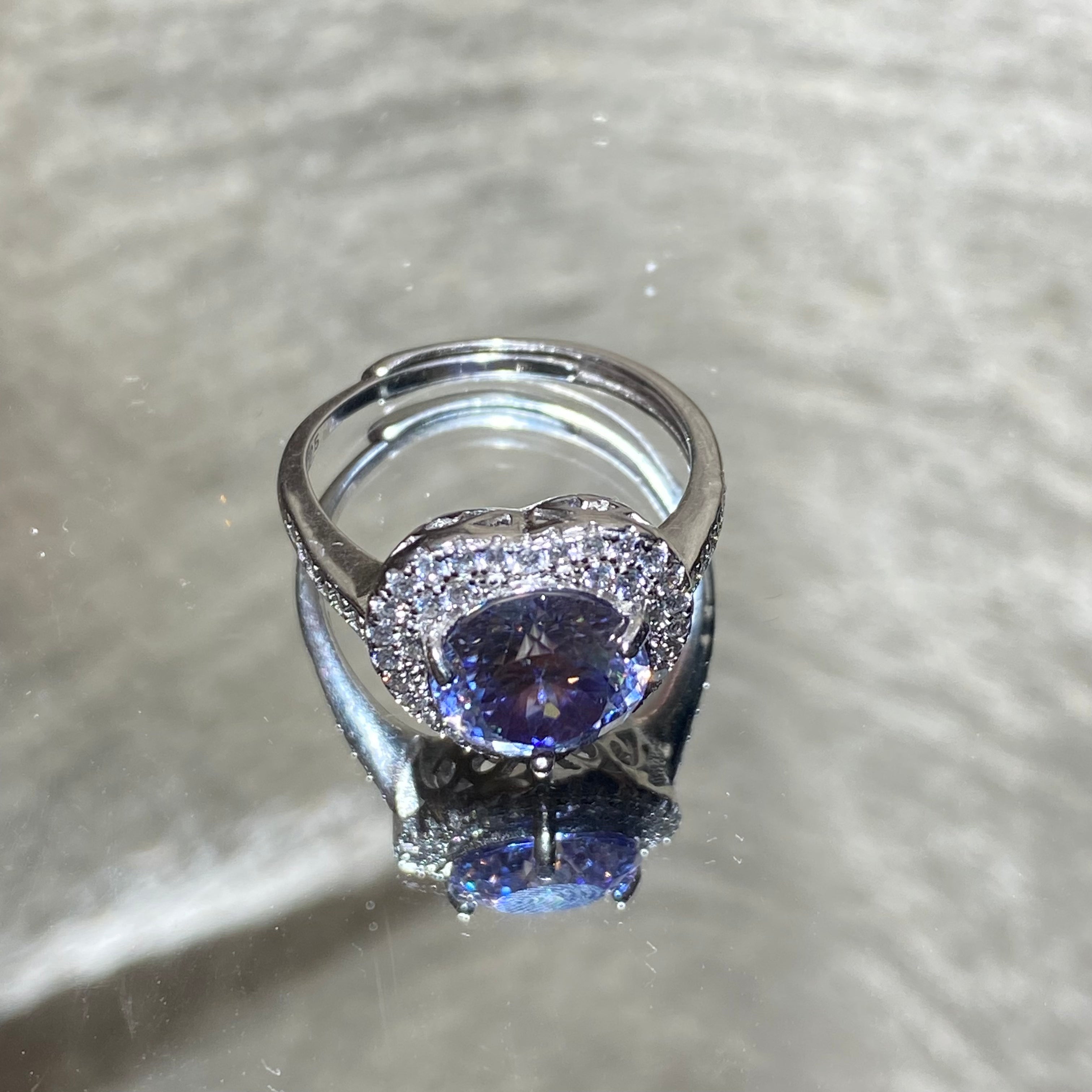 Purple moissanite Halo Heart S925 Ring - Sparkle with Love 💜