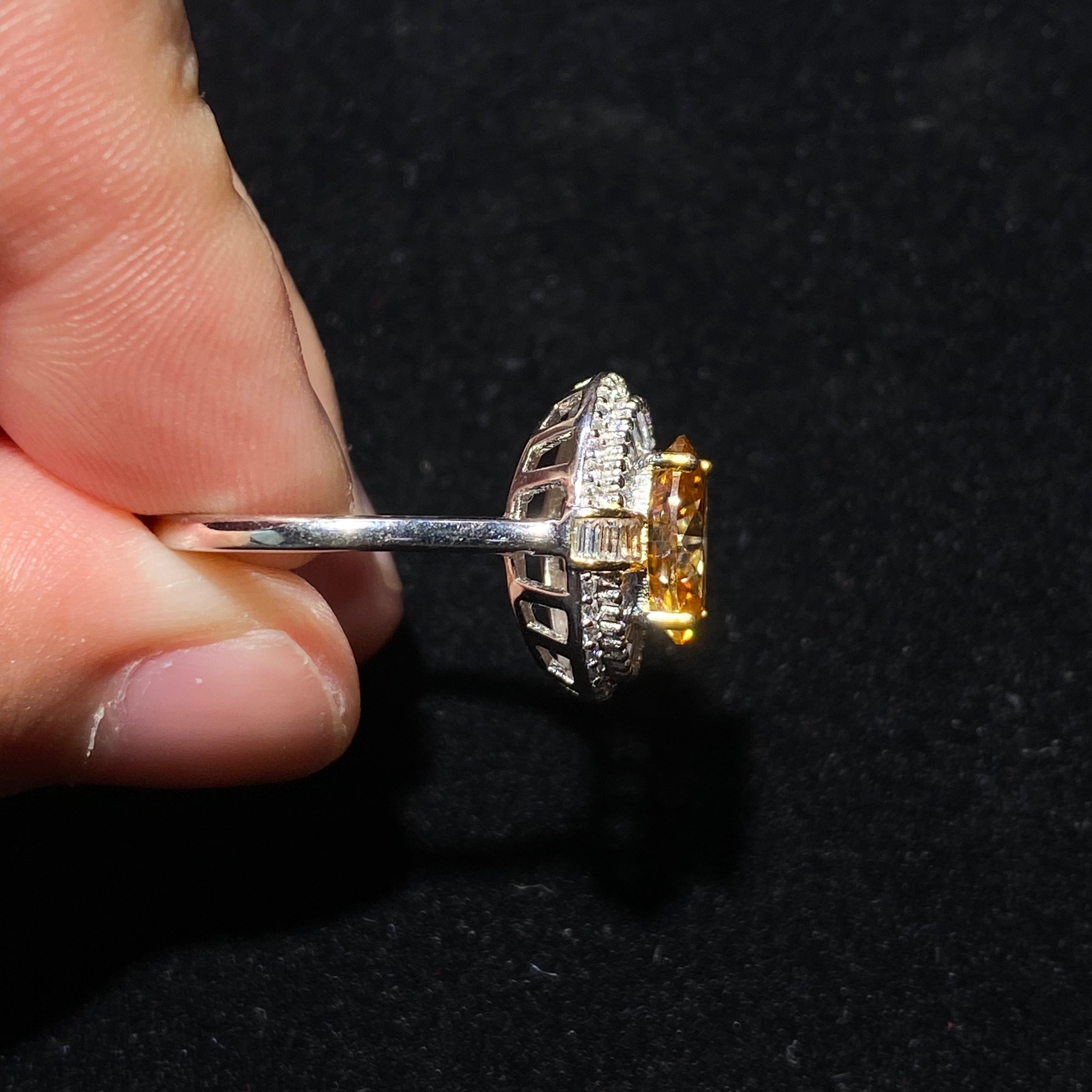 Oval Yellow Moissanite Halo Statement S925 Ring 💛