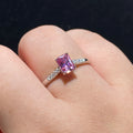 Pink Emerald-Cut Moissanite S925 Ring with Paved Band 💗