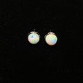 Natural Flash Opal Round Stud Earrings Minimal 925 sterling silver opal studs with vivid rainbow fire flash