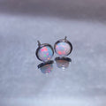 Natural Flash Opal Round Stud Earrings Minimal 925 sterling silver opal studs with vivid rainbow fire flash