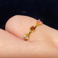 Multi-Tone Natural Tourmaline Wave Gold Plated Adjustable Open Ring Delicate curved band three-color tourmaline dainty stackable everyday ring