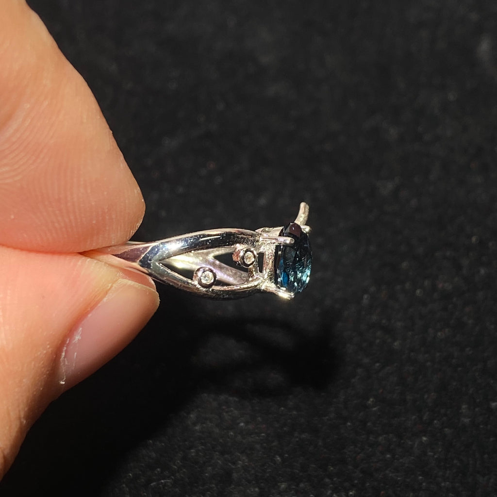 Oval London Blue Topaz Butterfly 925 Sterling Silver Adjustable Open Ring Hand sculpted butterfly detail deep blue topaz delicate fairy style adjustable ring