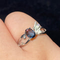 Oval London Blue Topaz Butterfly 925 Sterling Silver Adjustable Open Ring Hand sculpted butterfly detail deep blue topaz delicate fairy style adjustable ring