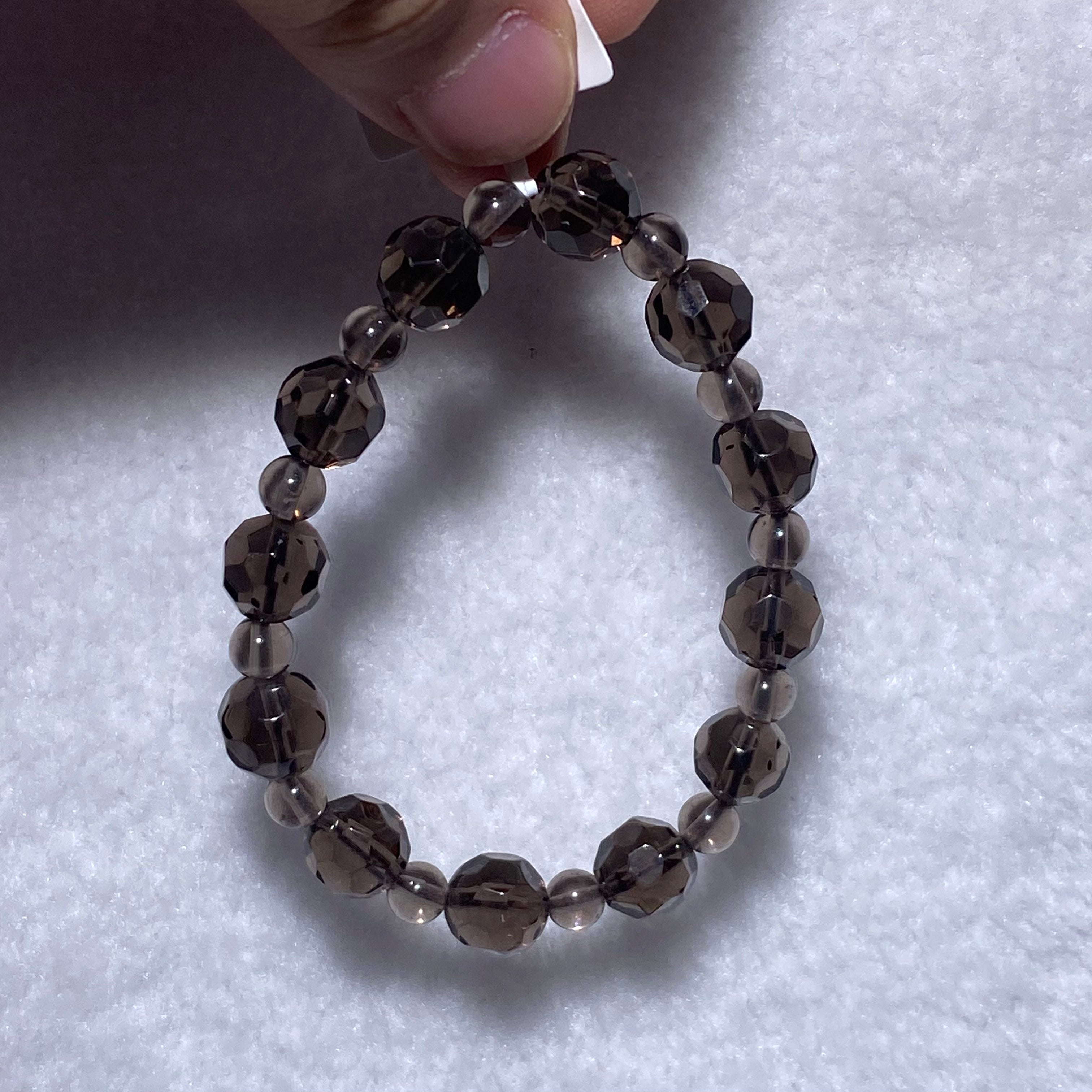 9mm+Natural Faceted Ice Obsidian Stretch Bead Bracelet Transparent smoky ice obsidian powerful protection crystal bracelet