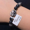 10.4mm+Natural Silver Sheen Obsidian Nine-Tailed Fox Stretch Bracelet Charming nine-tailed fox silver flash obsidian love & aura protection crystal bracelet