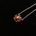 Natural Wine Red Garnet Six-Petal Flower Cluster Adjustable Thin Silver Pendant Necklace Rich deep burgundy garnet floral dainty layering daily collarbone chain
