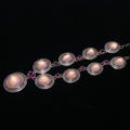 Oval Natural Soft Pink Rose Quartz Multi-Stone Gradient Drop Vintage Silver Statement Necklace Dreamy milky pink rose quartz elegant formal banquet wedding V-neck collarbone chain