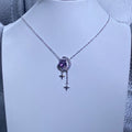 Star Cut Natural Lavender Amethyst Moon & Dual Star Y-Shape Tassel Adjustable Thin Silver Pendant Necklace Dreamy night sky celestial moon-star dainty layering daily collarbone chain