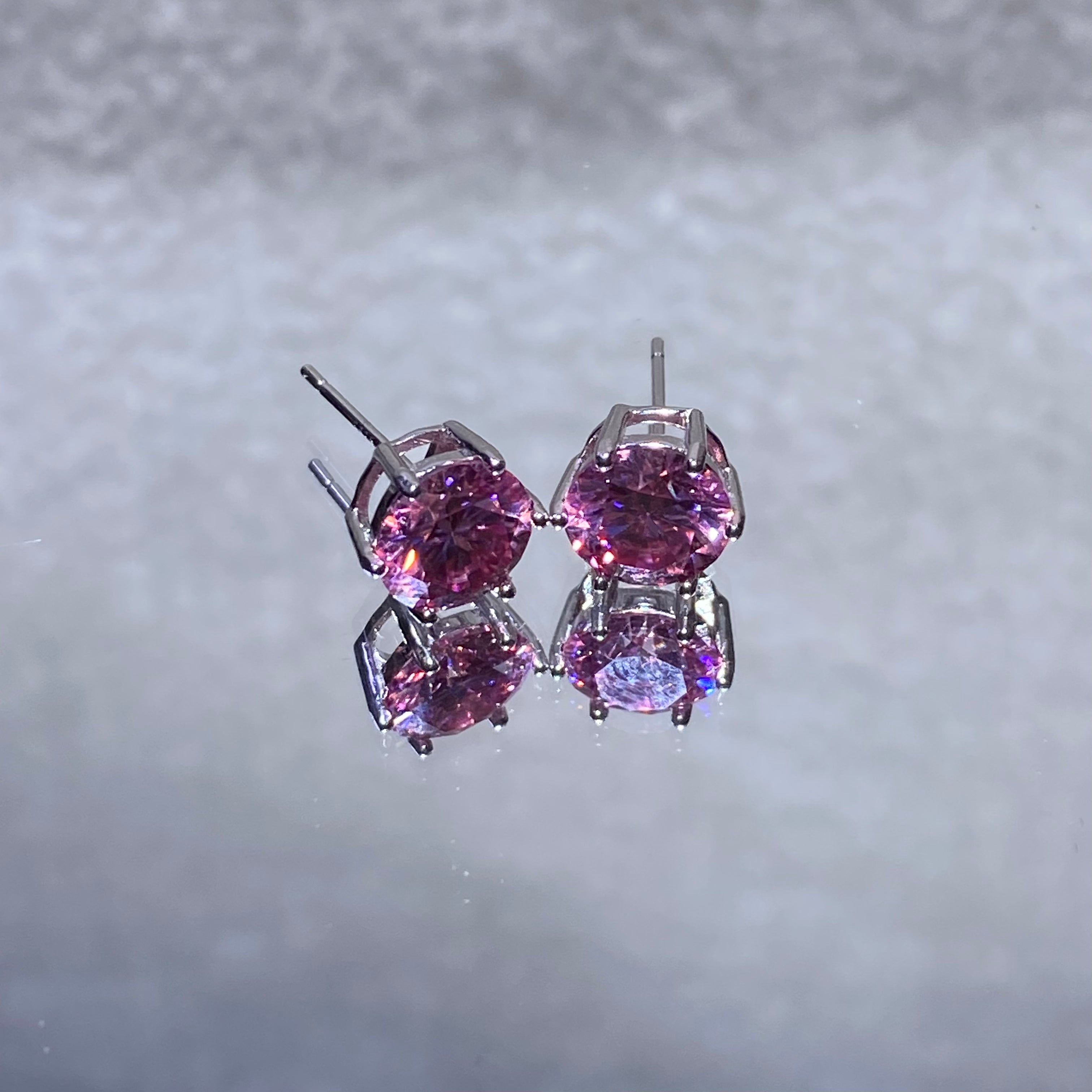 Brilliant Round Cut Vivid Pink Moissanite 6-Prong Solitaire Stud Earrings Solid S925 Sterling Silver Minimalist Sparkling Romantic Heart Chakra Mini Stud Earrings