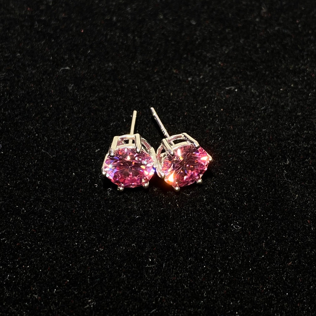 Brilliant Round Cut Vivid Pink Moissanite 6-Prong Solitaire Stud Earrings Solid S925 Sterling Silver Minimalist Sparkling Romantic Heart Chakra Mini Stud Earrings