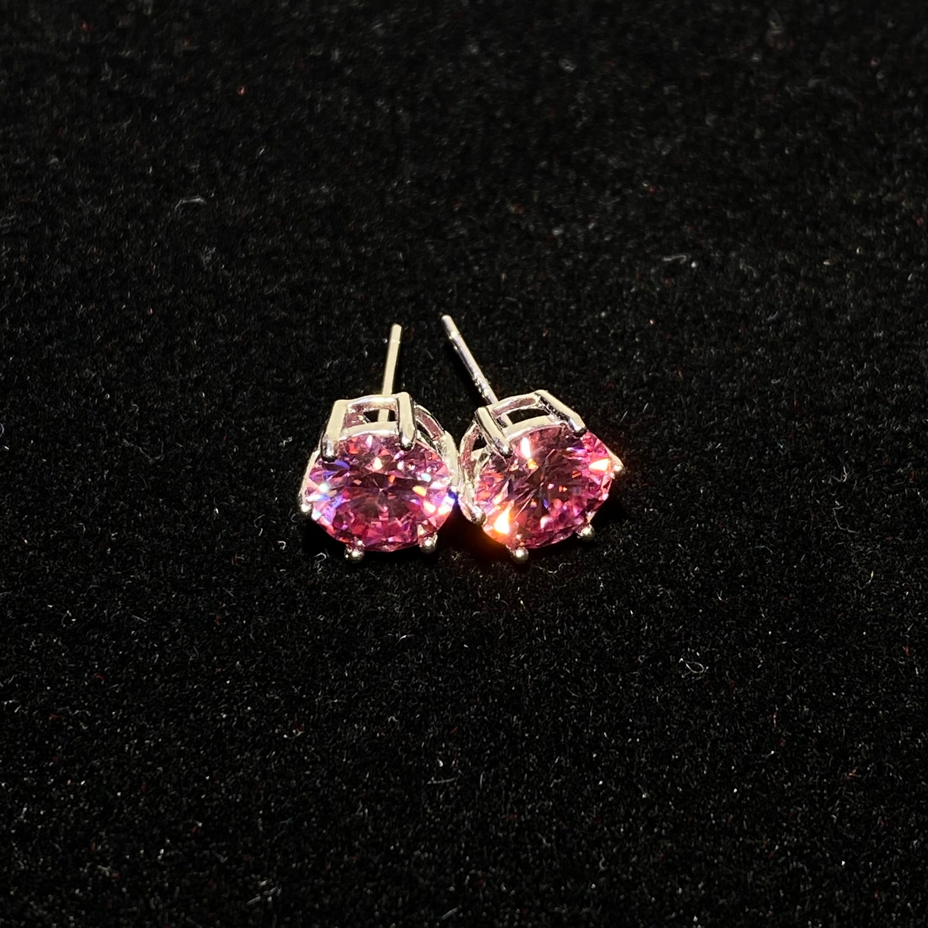Brilliant Round Cut Vivid Pink Moissanite 6-Prong Solitaire Stud Earrings Solid S925 Sterling Silver Minimalist Sparkling Romantic Heart Chakra Mini Stud Earrings
