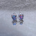Blue Multi-Color Flash Black Opal Vintage Lace Micro Pave Zircon Halo Stud Earrings Mystical shifting iridescent lightweight hypoallergenic daily & formal silver earrings