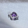Large Smooth Cabochon Natural Lavender Amethyst Heart Halo Pave Shining Clear Crystal Solid S925 Sterling Silver Luxury Romantic Third Eye Crystal Pendant Charm