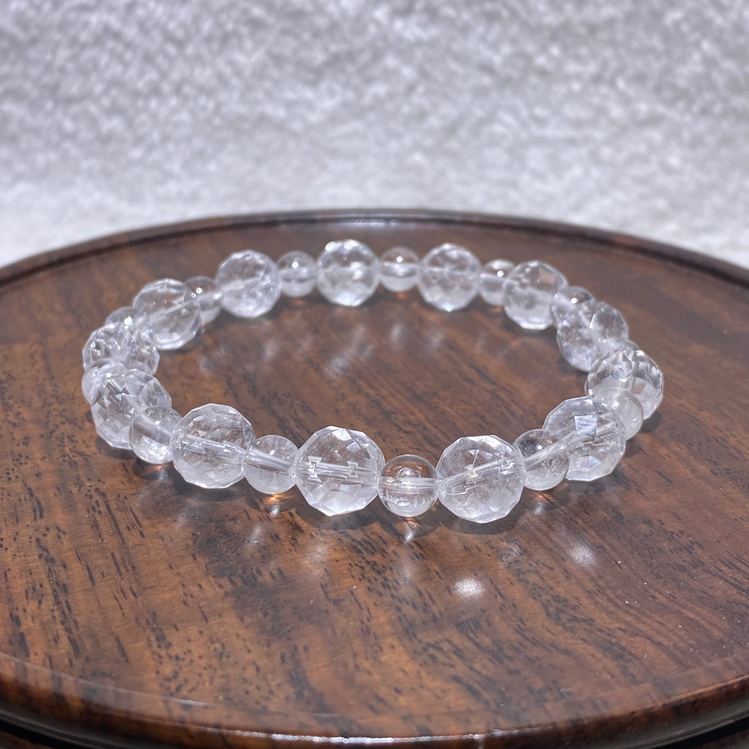 Transparent Natural Clear Quartz Multi-Faceted Round Bead Single Stretch Bracelet Universal Energy Amplifier Minimalist Stackable Daily Wrist Jewelry