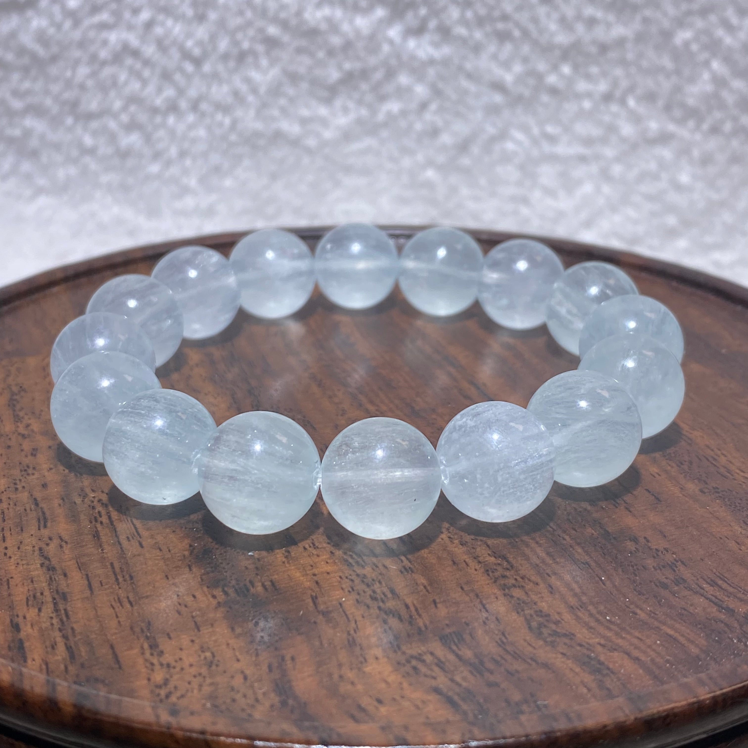 Milky White Natural Fluorite Polished Smooth Round Bead Single Stretch Bracelet Emotional Balance Stress Relief Gentle Calming Minimalist Daily Stackable Crystal Bracelet