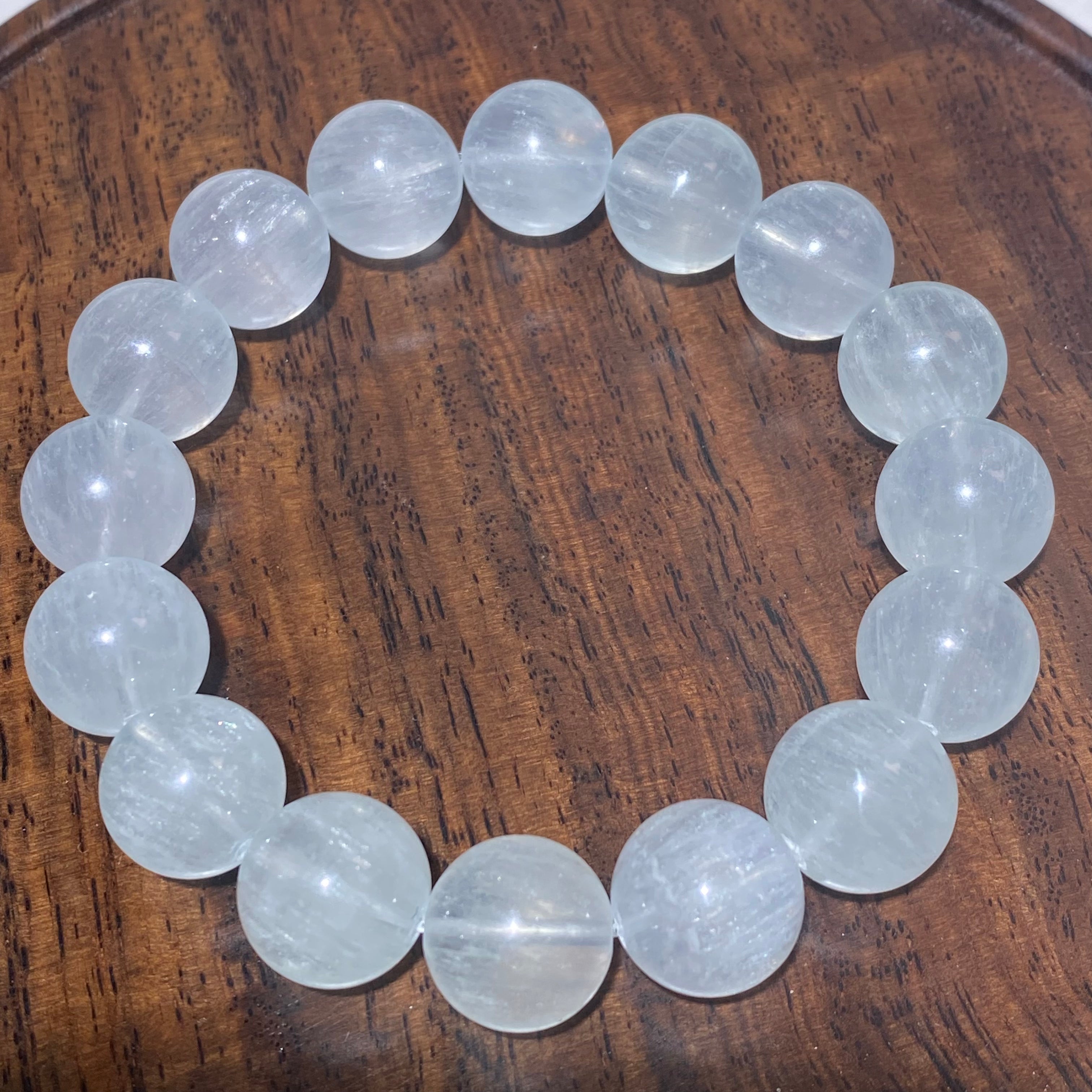 Milky White Natural Fluorite Polished Smooth Round Bead Single Stretch Bracelet Emotional Balance Stress Relief Gentle Calming Minimalist Daily Stackable Crystal Bracelet
