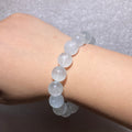 Milky White Natural Fluorite Polished Smooth Round Bead Single Stretch Bracelet Emotional Balance Stress Relief Gentle Calming Minimalist Daily Stackable Crystal Bracelet