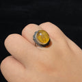 Natural Tree Rutile Flower Quartz Oval Cabochon Vintage Filigree Silver Ring | Solar Plexus Wealth Crystal Bohemian Statement Ring for Career Vitality & Abundance