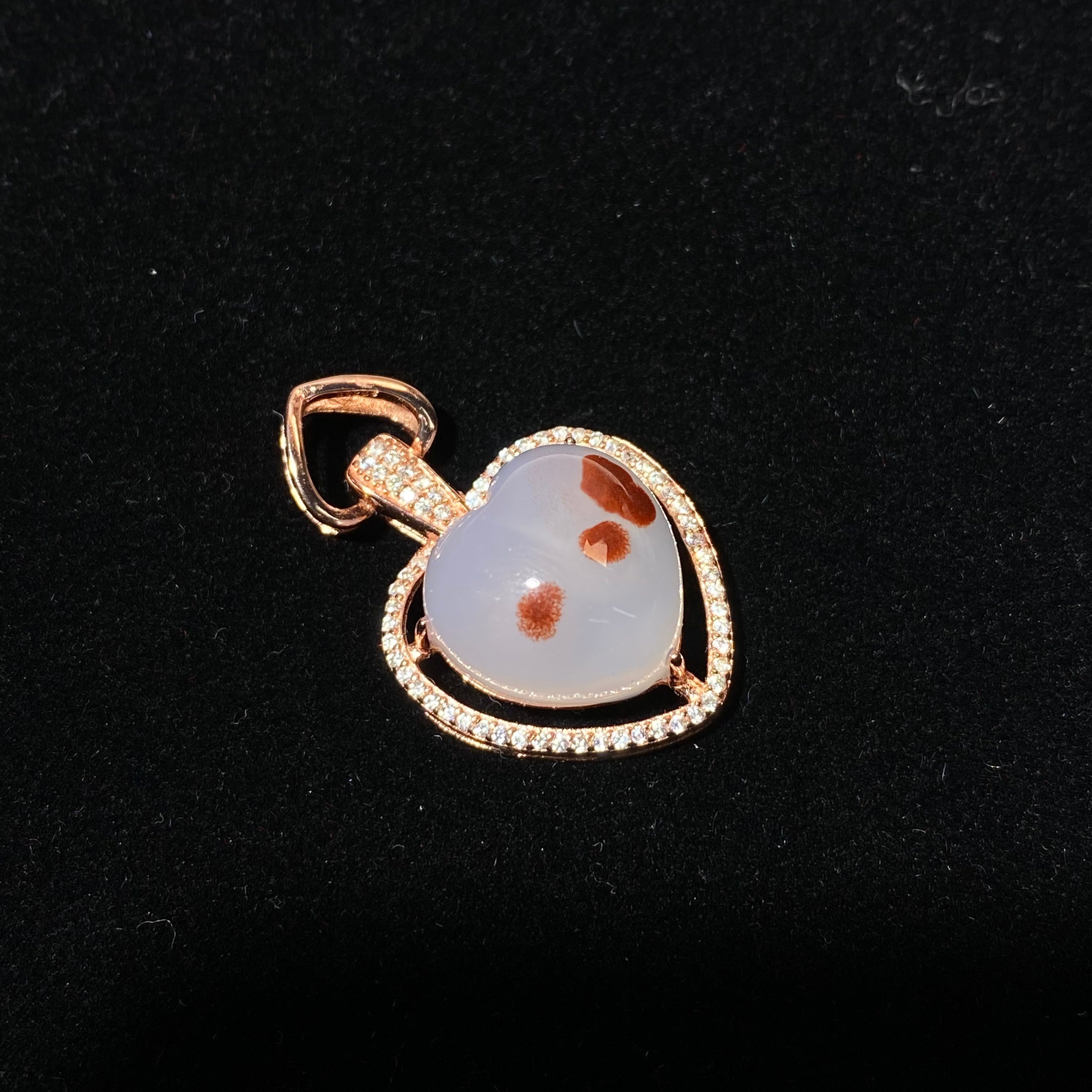 Natural Heart Shaped Red Moss Agate Pendant Rose Gold Plated | Heart Sacral Chakra Love Healing Crystal, Nurture Self-Love & Soft Emotional Balance, Dainty Minimalist Charm Gift for Women