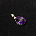 Natural Oval Cut Deep Violet Amethyst Sterling Silver Pendant | Crown Third Eye Chakra Calming Crystal, Relieve Overthinking & Boost Spiritual Clarity, Minimalist Daily Charm Gift for Women