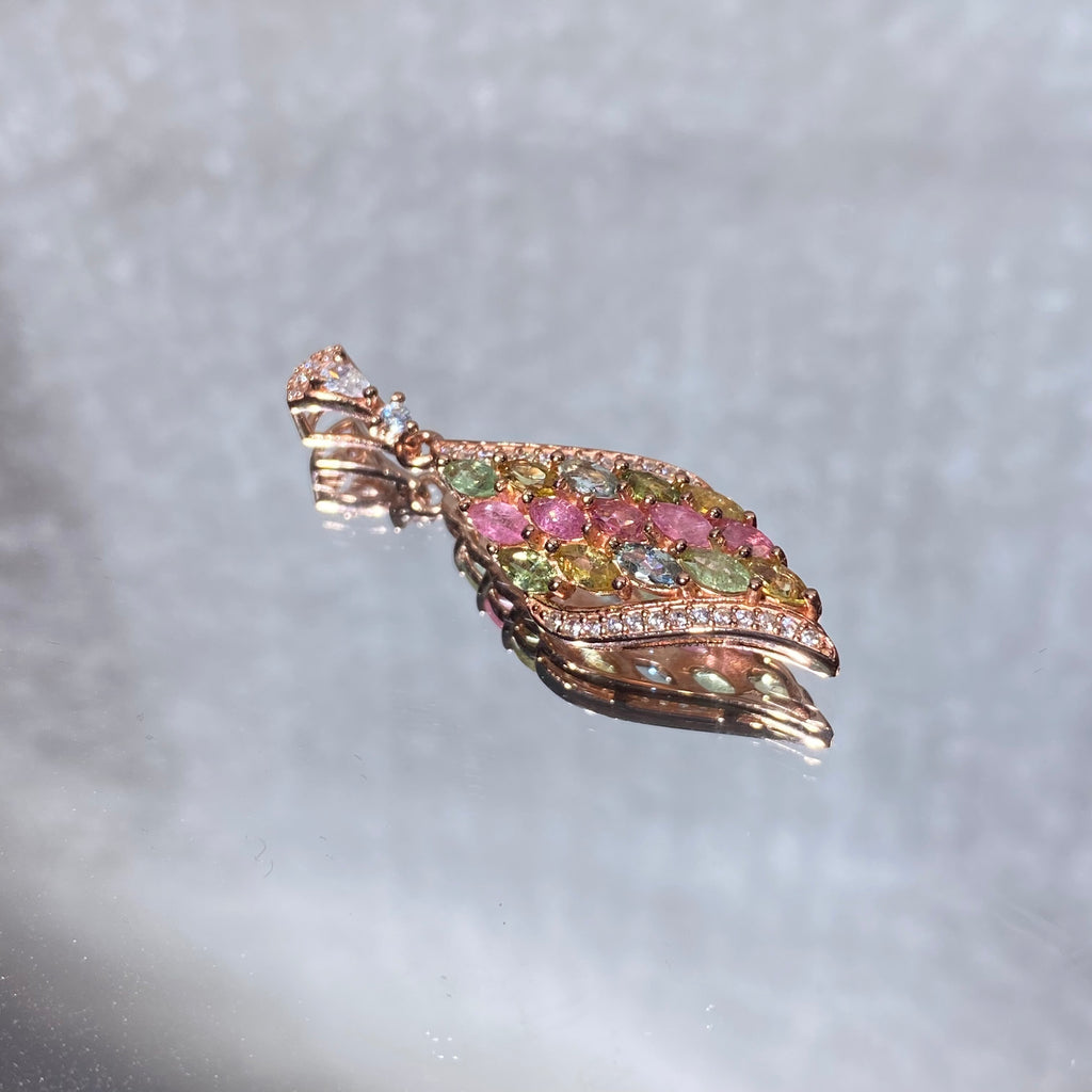 Rainbow Tourmaline Wing Pendant