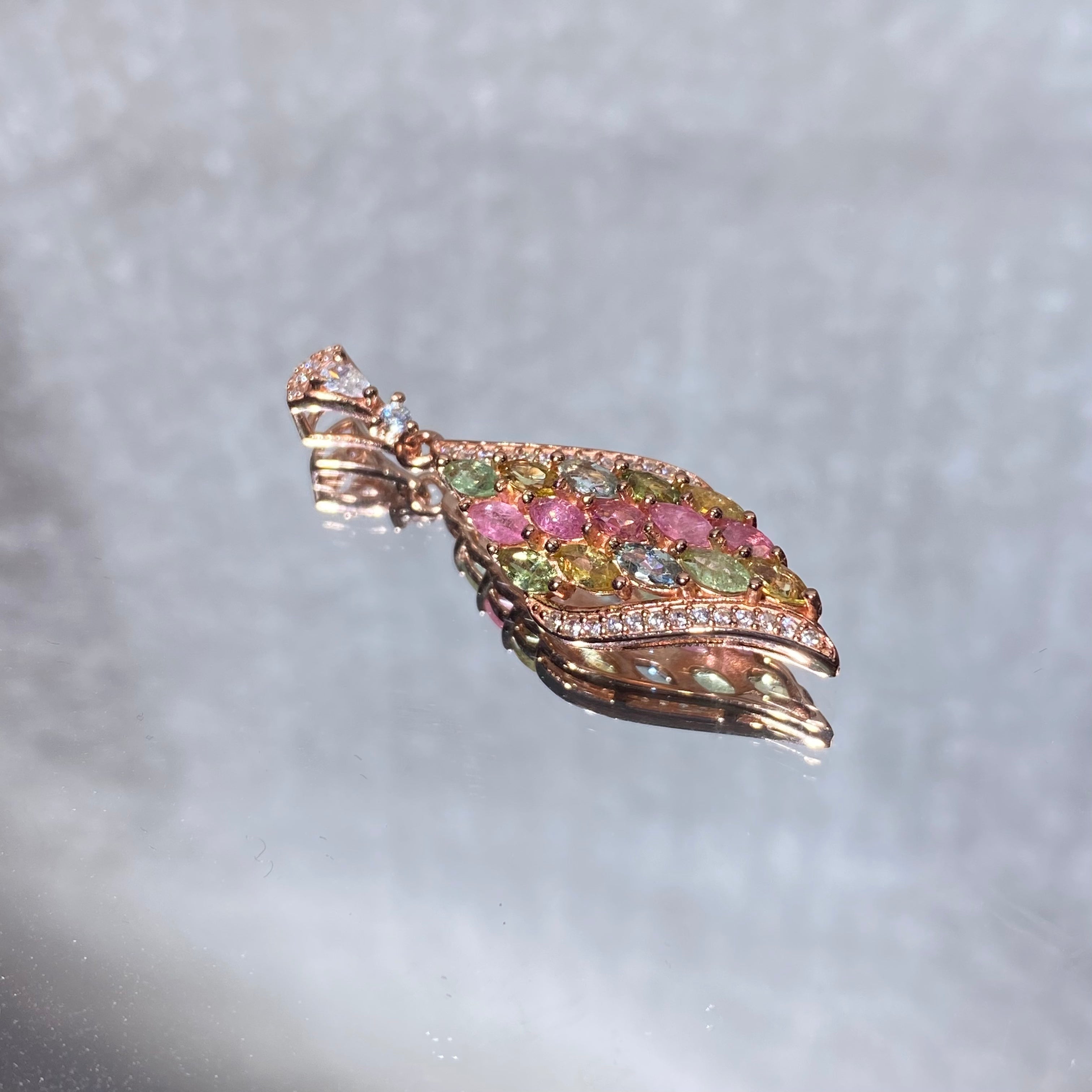 Rainbow Tourmaline Wing Pendant