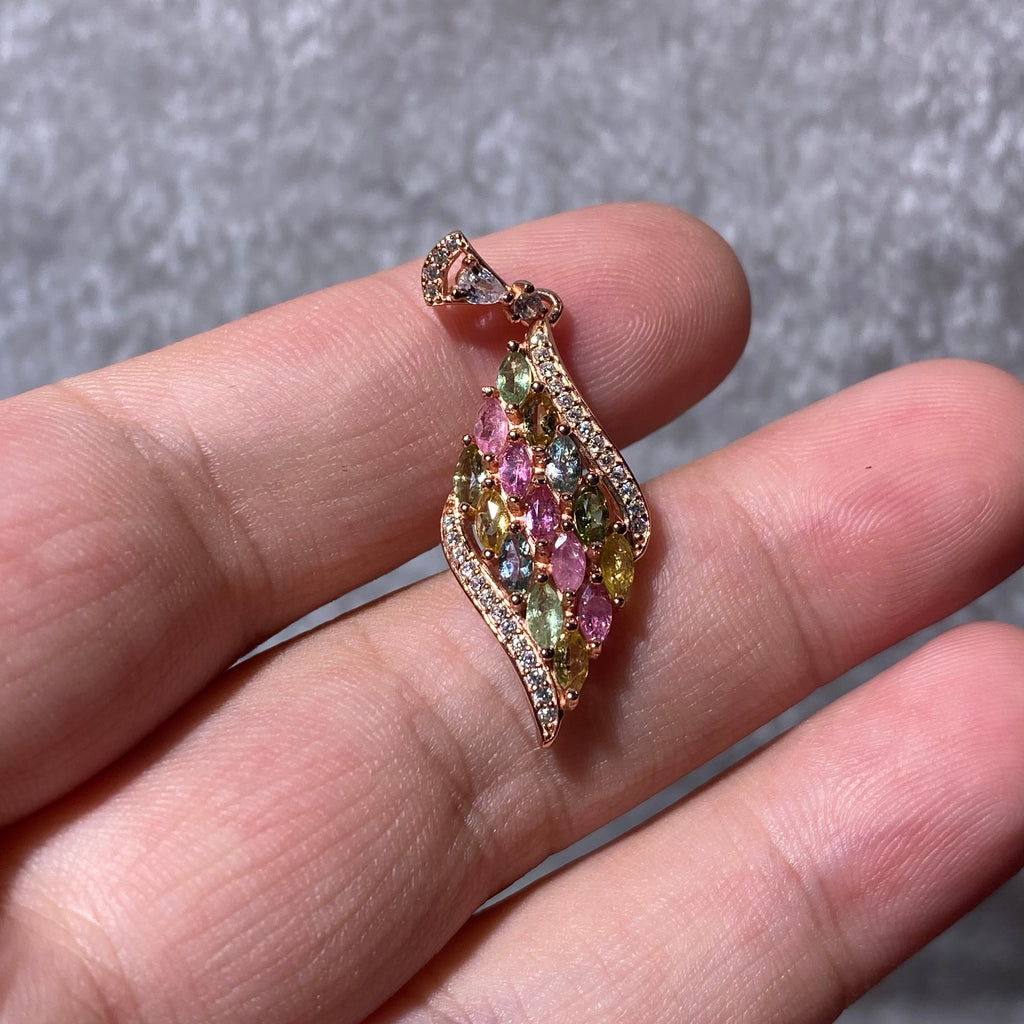 Rainbow Tourmaline Wing Pendant
